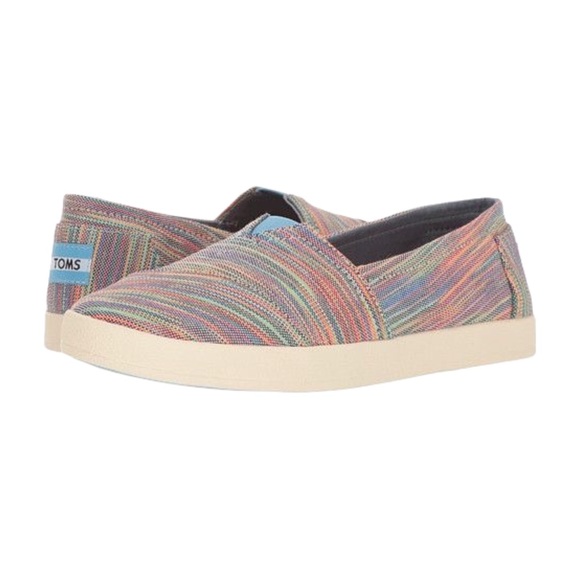Toms Shoes - Toms Avalon Slip On Shoes Blue Aster Multi Space Dye Bohemian Rainbow Size 10
